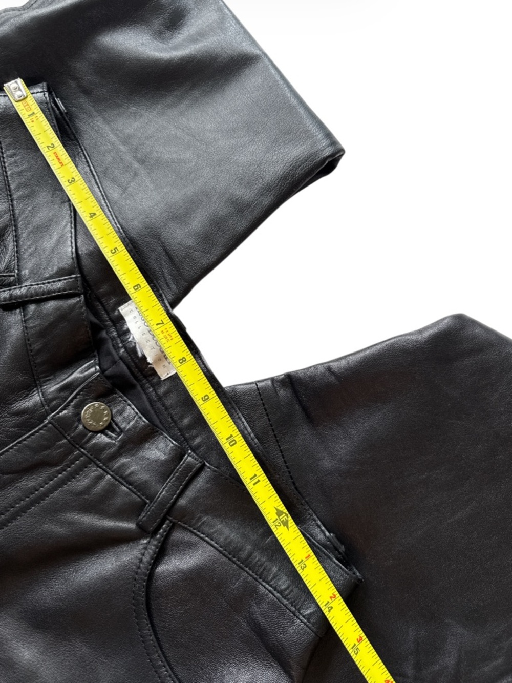 Vintage Hugo Buscati High Rise Straight Leg Black Leather Pants size 8 - Picture 5 of 8
